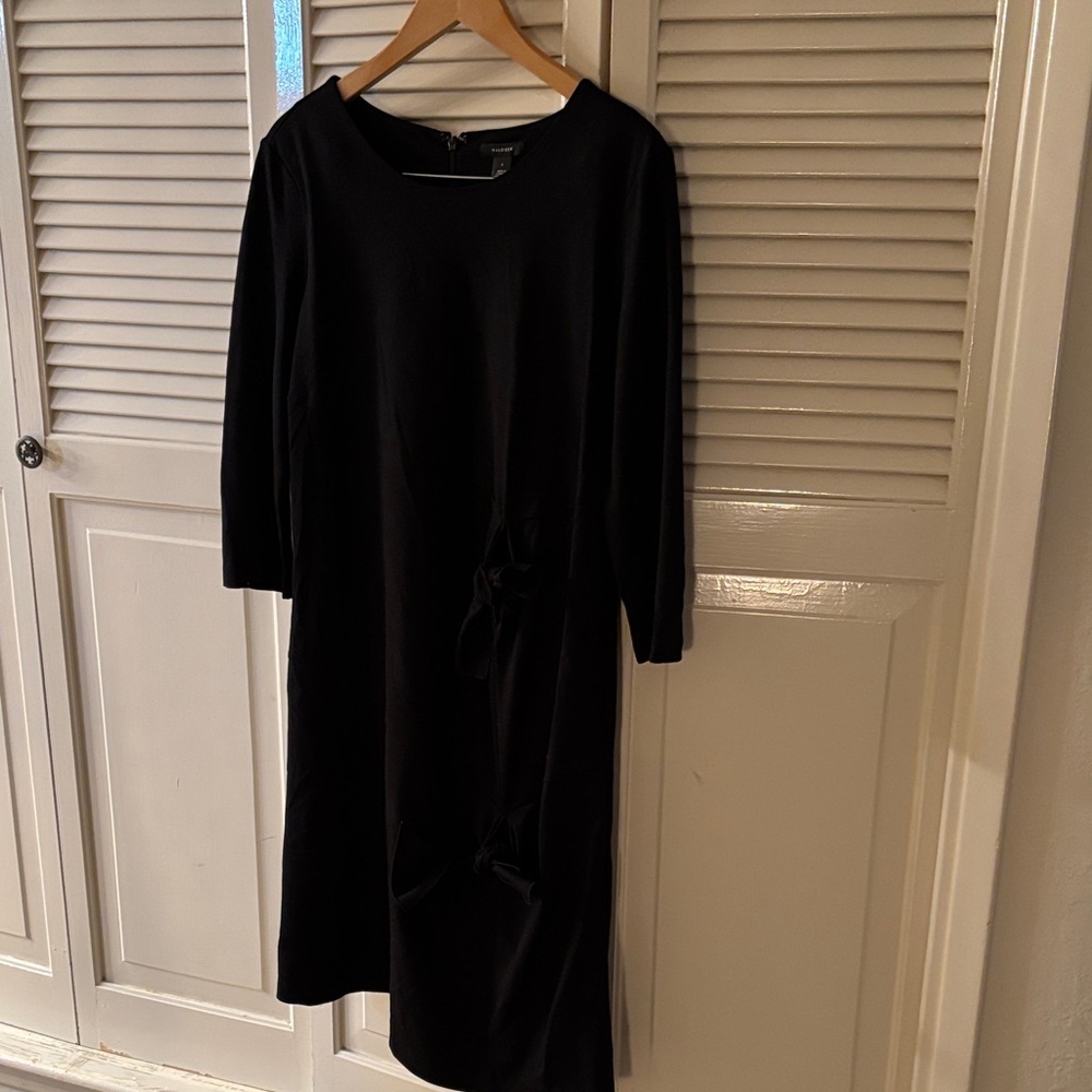 Halogen Black 3/4 Sleeve Dress Small Bow Detail Formal Office Party